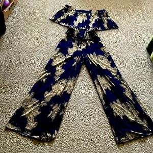 Navy Blue and Gold Jumpsuit